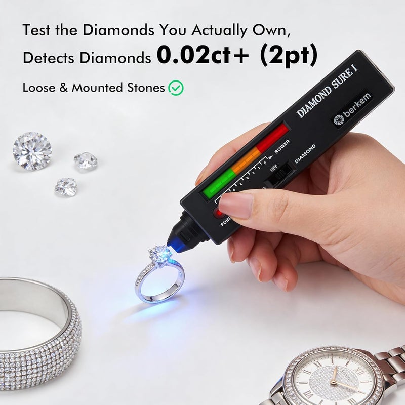 VALKYNOS Diamond Tester Kit with 60X Loupe & UV Light, Thermal Conductivity Diamond Tester Pen for Real Diamonds, Detects CZ, LED & Audible Alert, Tests Small & Mounted Jewelry (2pt / 0.02 ct+) - Image 2